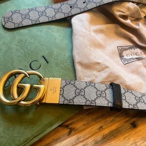 Gucci Black and Brown Gold Women’s Reversible Belt